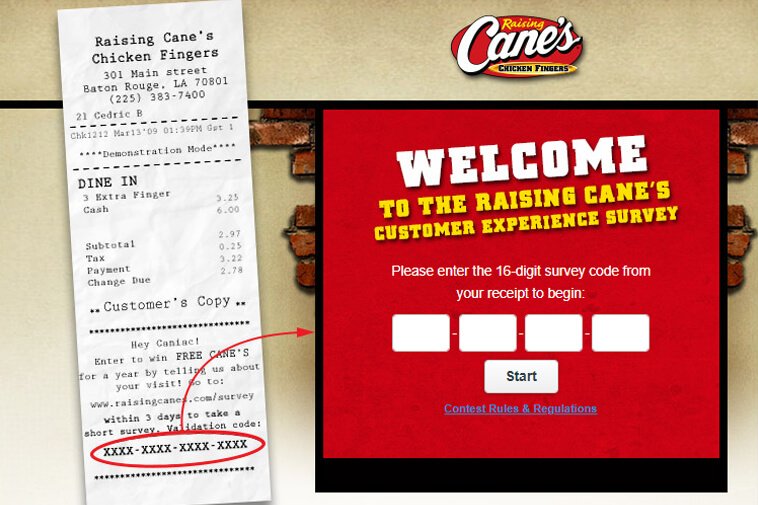 Raising Cane's Customer Experience Survey