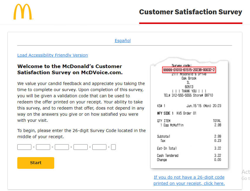 McDVoice MacDonalds Customer Survey