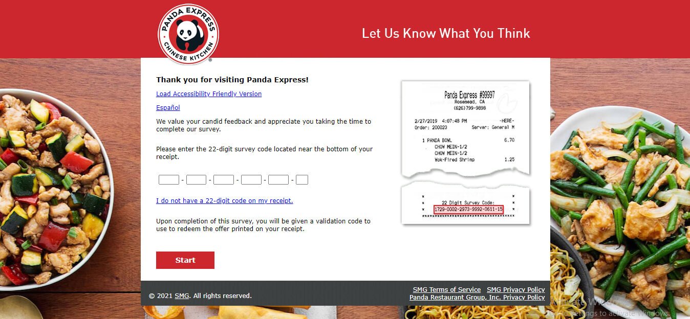 Panda Express Feedback Survey