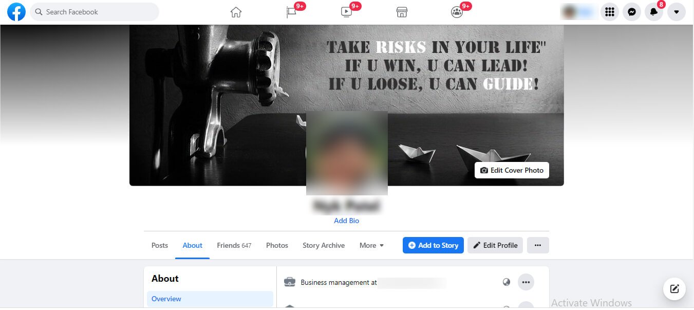 Facebook About Section