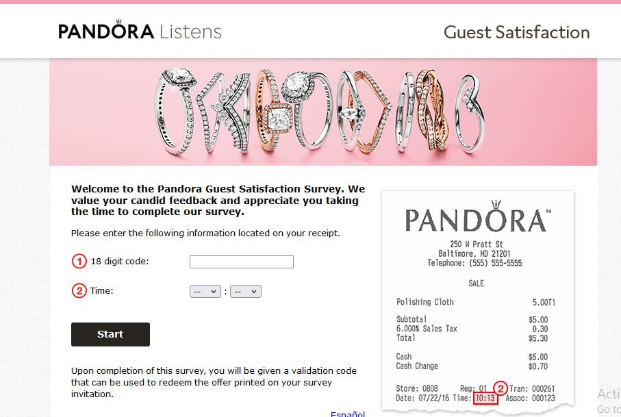 Pandora Listens Guest Satisfaction Survey