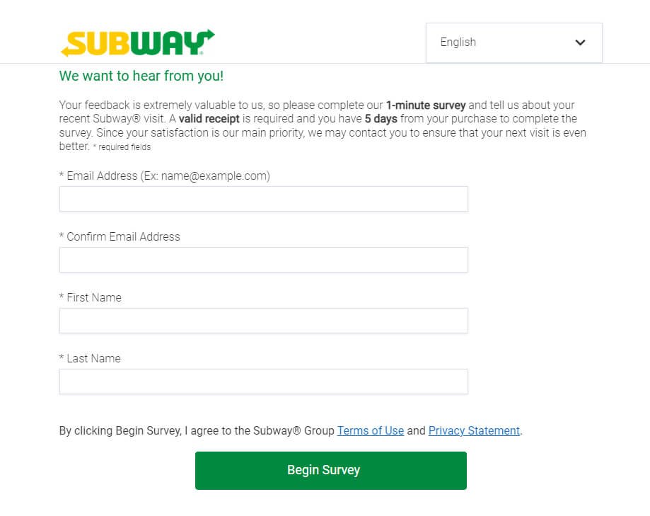 Subway Survey Page