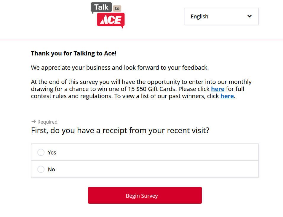 Talktoace Survey Page